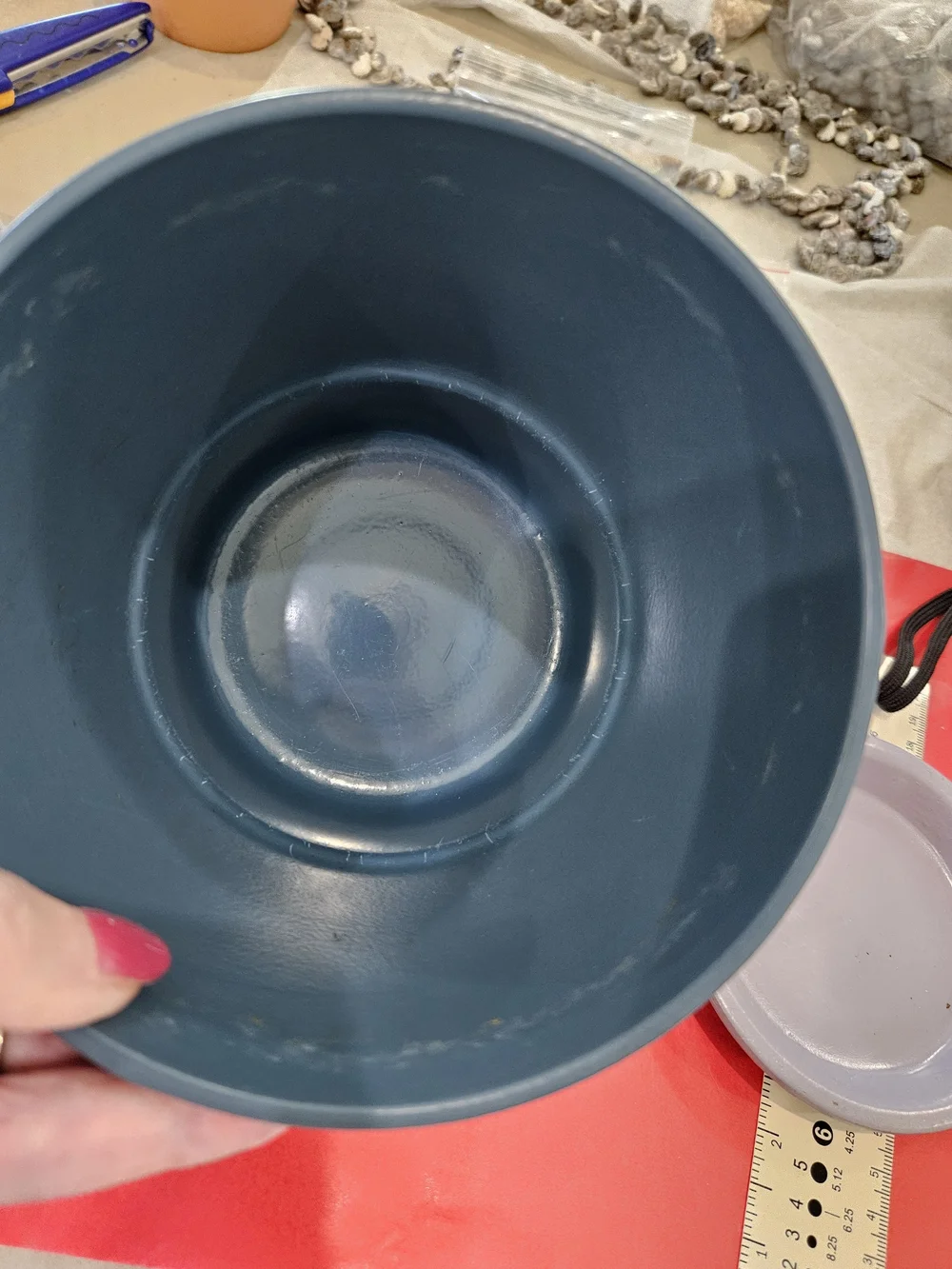 Vintage Ceramic Country Blue Orchid Pot W/ Liner - 5 1/2